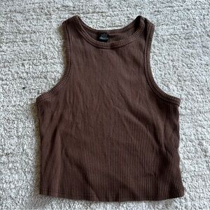 Wild Fable Brown Ribbed Crop Tank Top